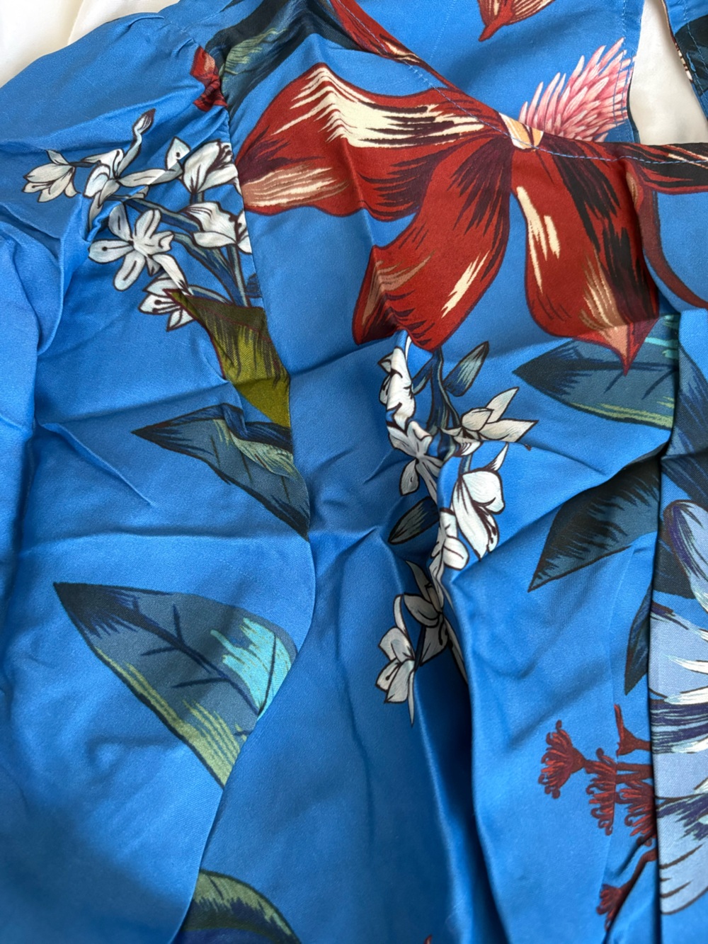 NWOT Farm Rio Blue Surreal Flowers Wrap Mini Dress M - Picture 14 of 16